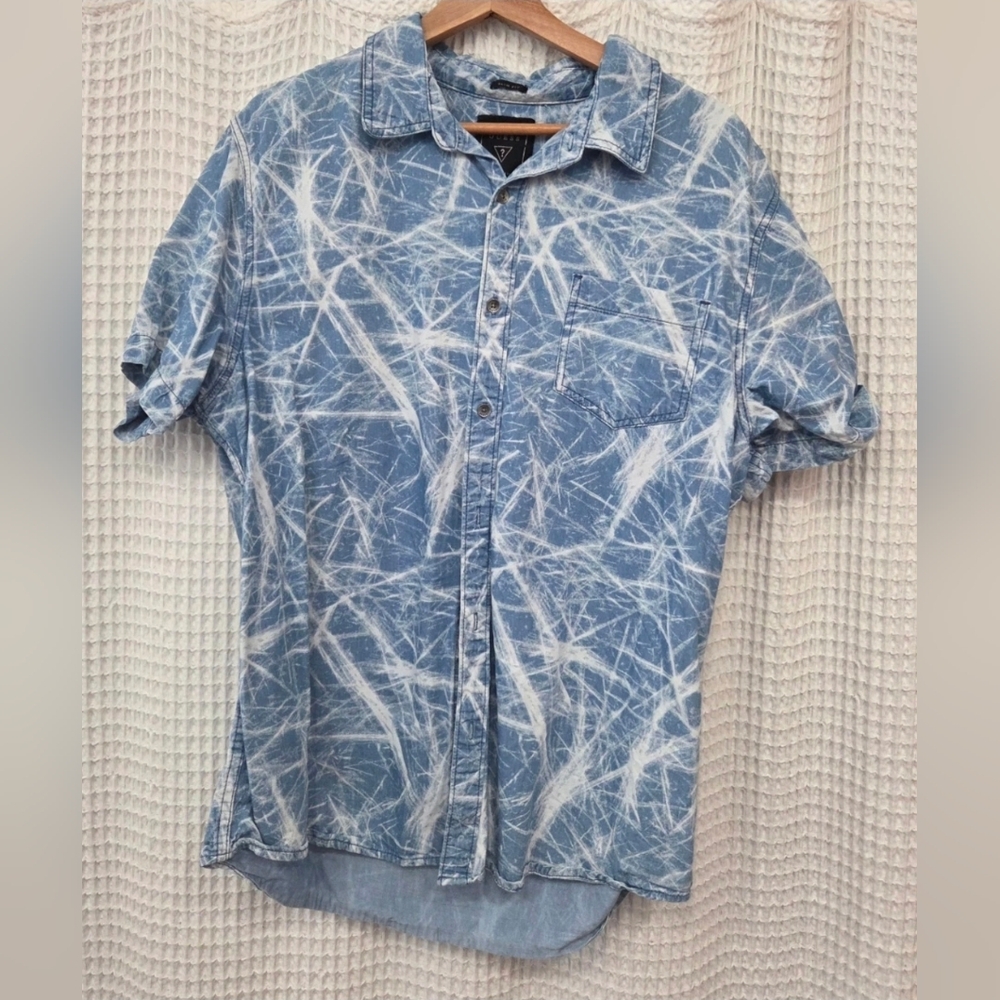 Guess Light Blue Abstract Pattern Shirt